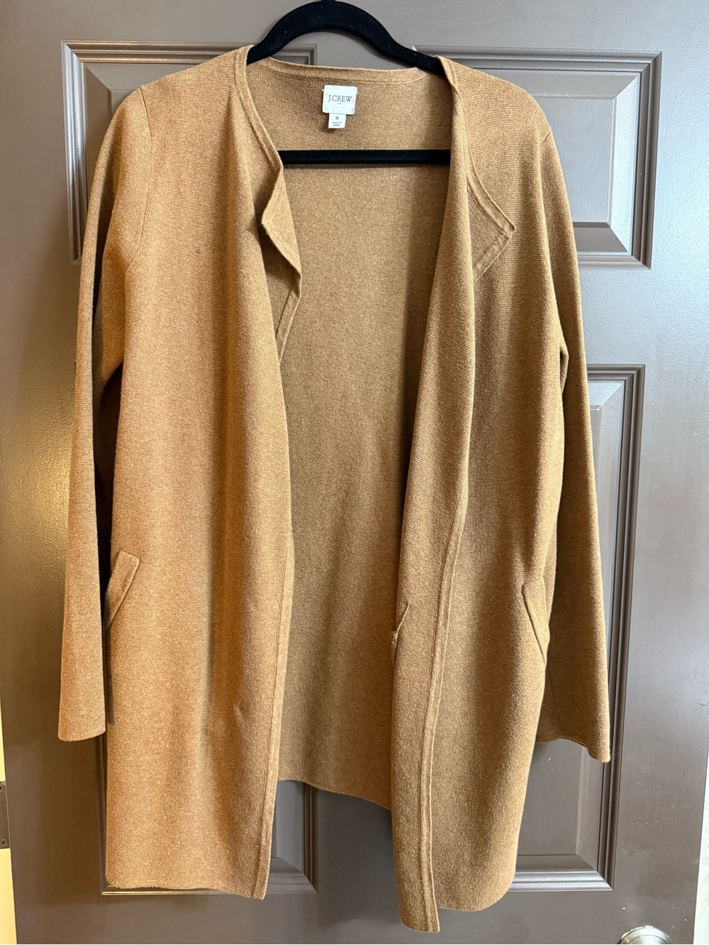 J. Crew Women's Camel Open-Front Knit Cardigan